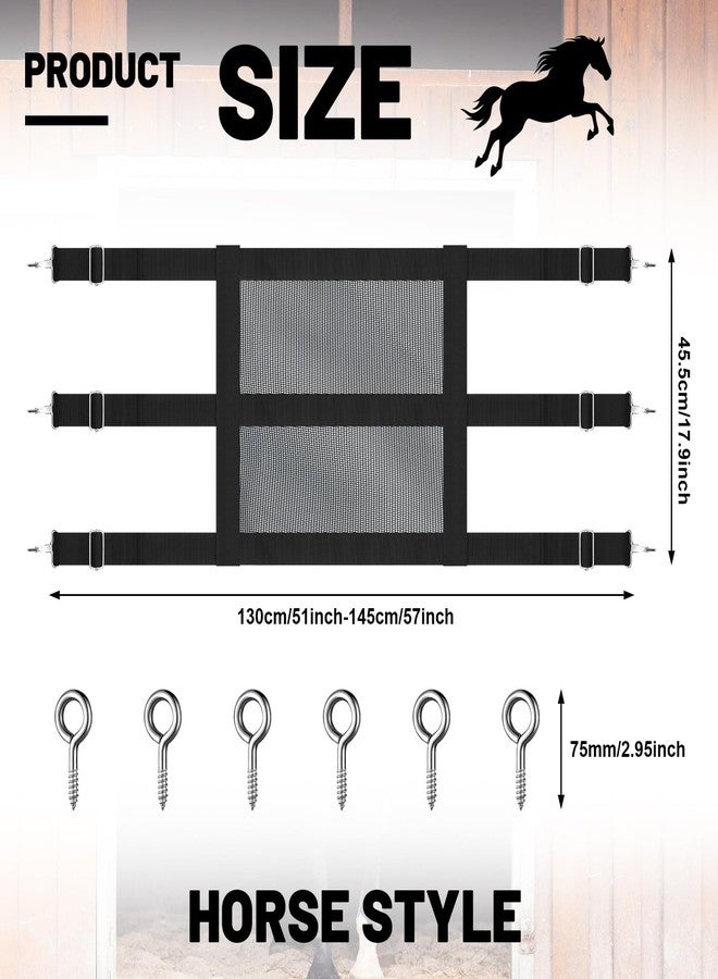 Clysee Nylon Stall Guards for Horses with Adjustable Straps and Sturdy Snap Hooks 57 x 18 Inch Mesh Doors for Horses Black Stall Gate with 6 Nails to Keep Horse Securely - Image 2